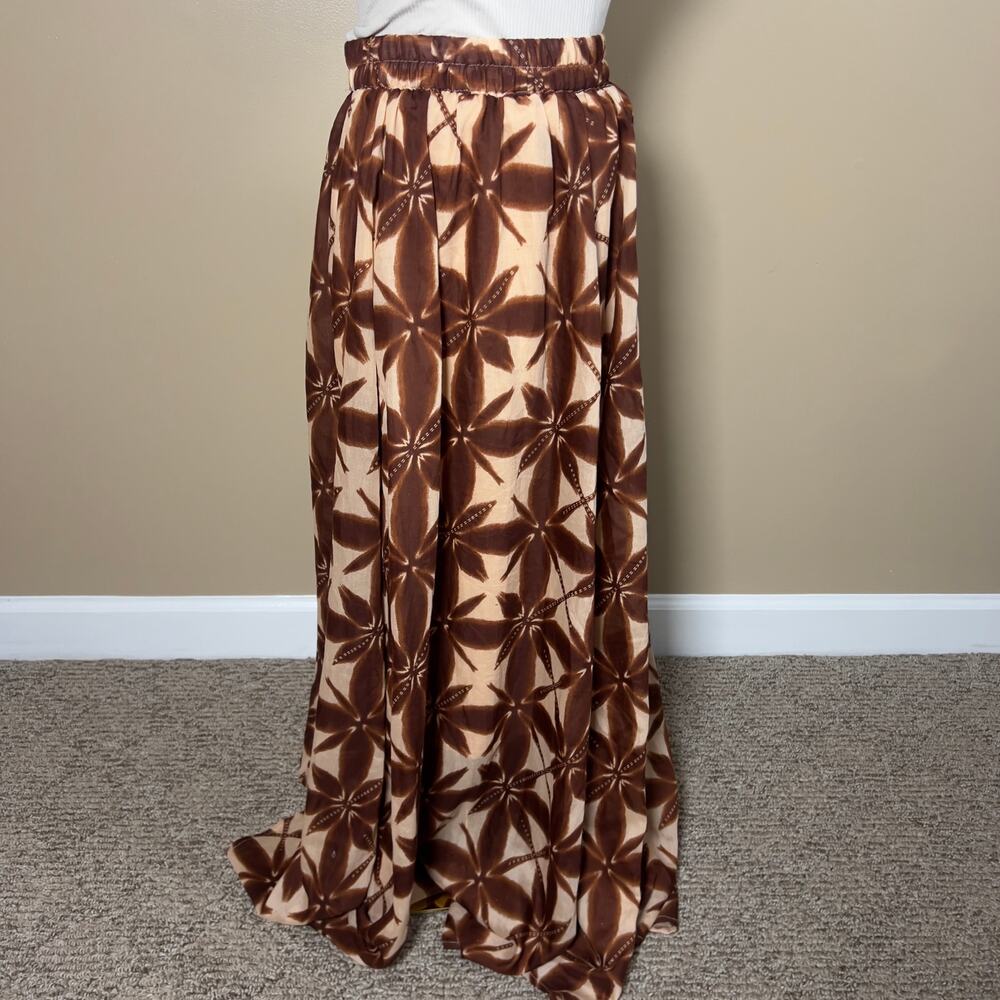 Her Destiny Brown Floral Festival Maxi High Waist Tie Skirt